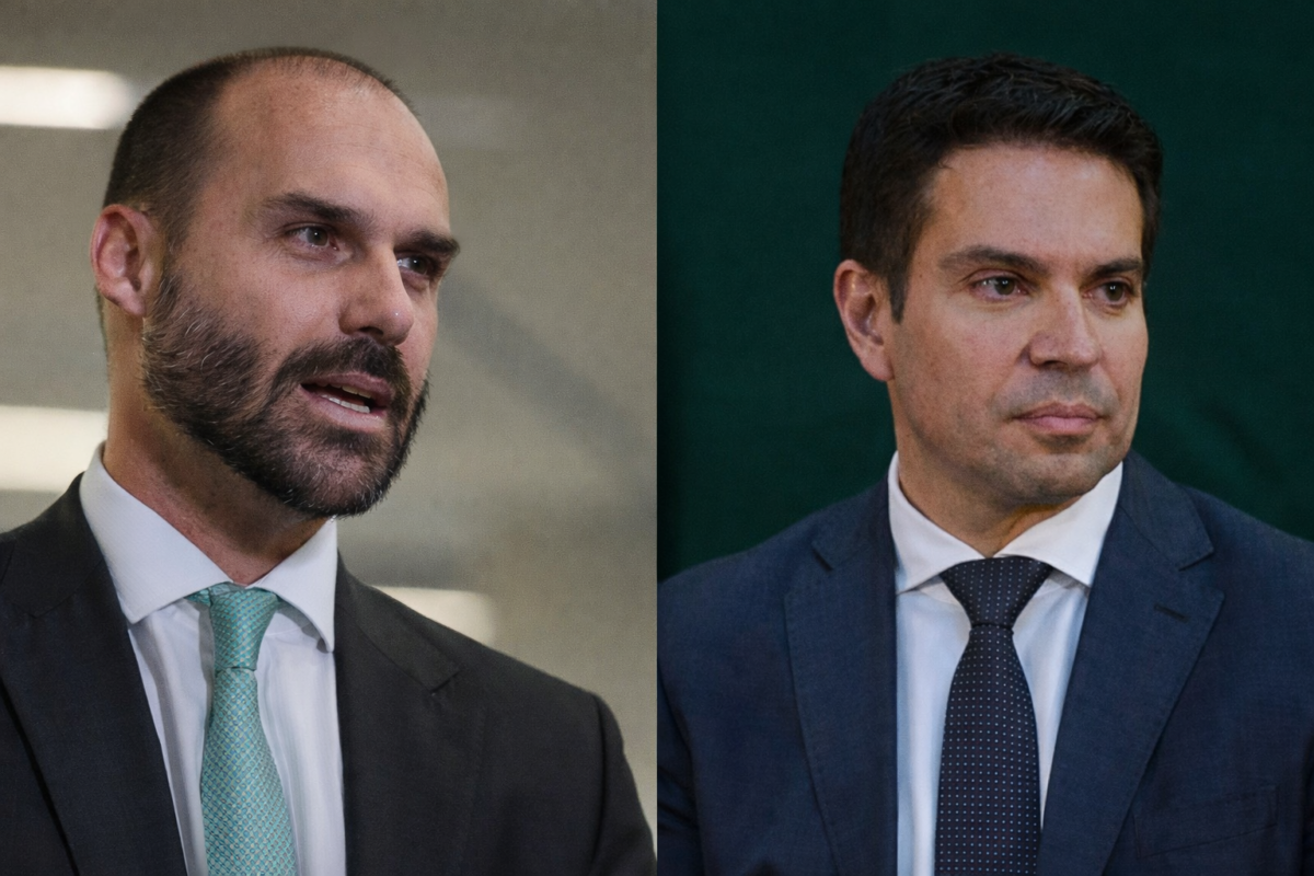 Imagem de Hugo Motta cassa mandatos de Eduardo Bolsonaro e Ramagem