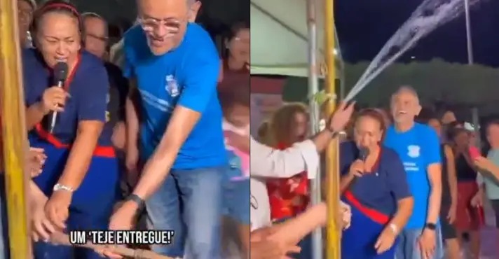 Imagem de Governadora petista inaugura “um cano” no RN e viraliza nas redes sociais