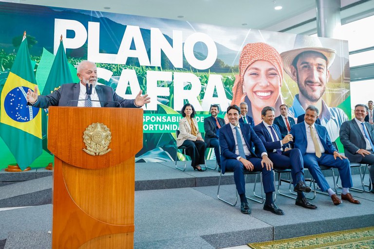 Presidente Lula durante o lançamento do Plano Safra 2024/2025, no Palácio do Planalto