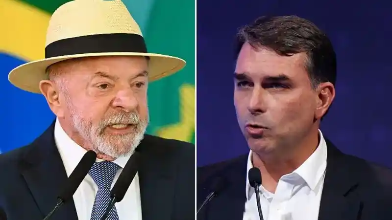Imagem de Lula e Flávio Bolsonaro aparecem tecnicamente empatados em pesquisa BTG/Nexus