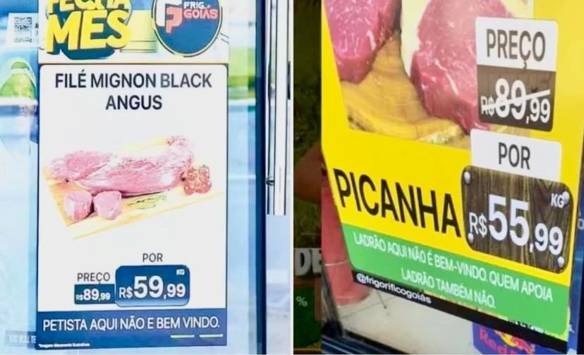 Imagem de Açougue de Goiânia desafia Justiça e troca cartaz após proibição
