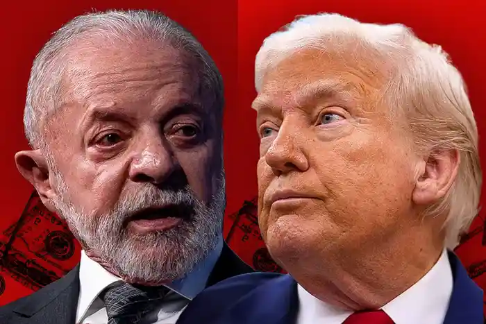 Imagem de Trump diz que Lula pode ligar a qualquer momento após impor tarifas de 50% ao Brasil