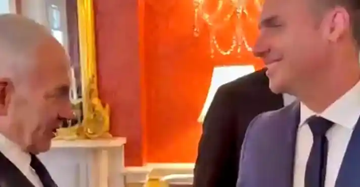 Imagem de Eduardo Bolsonaro se reúne com Netanyahu e diz que líder perguntou sobre Jair e Flávio Bolsonaro